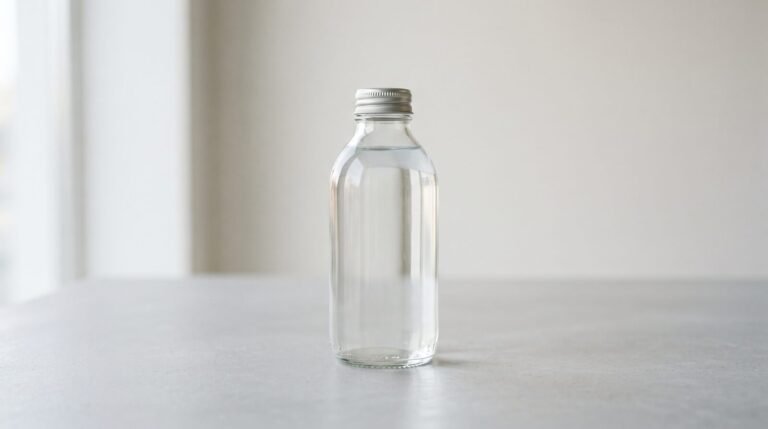 A plain sealed bottle of water on a neutral background