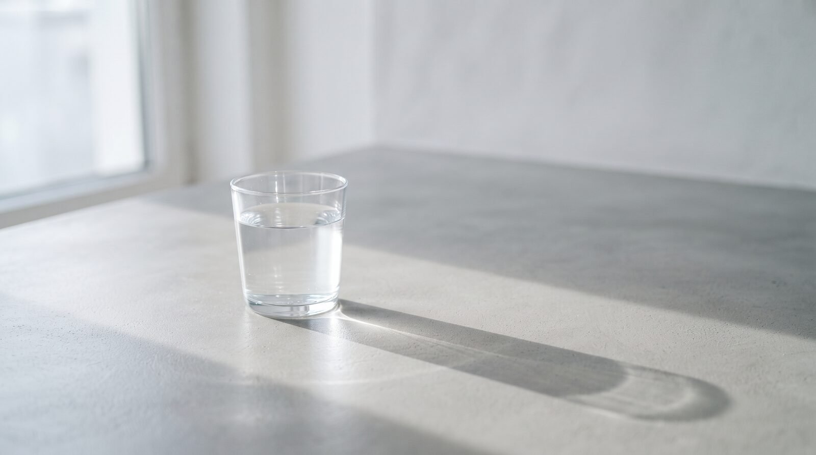 A glass of water in plain daylight, representing a straight answer